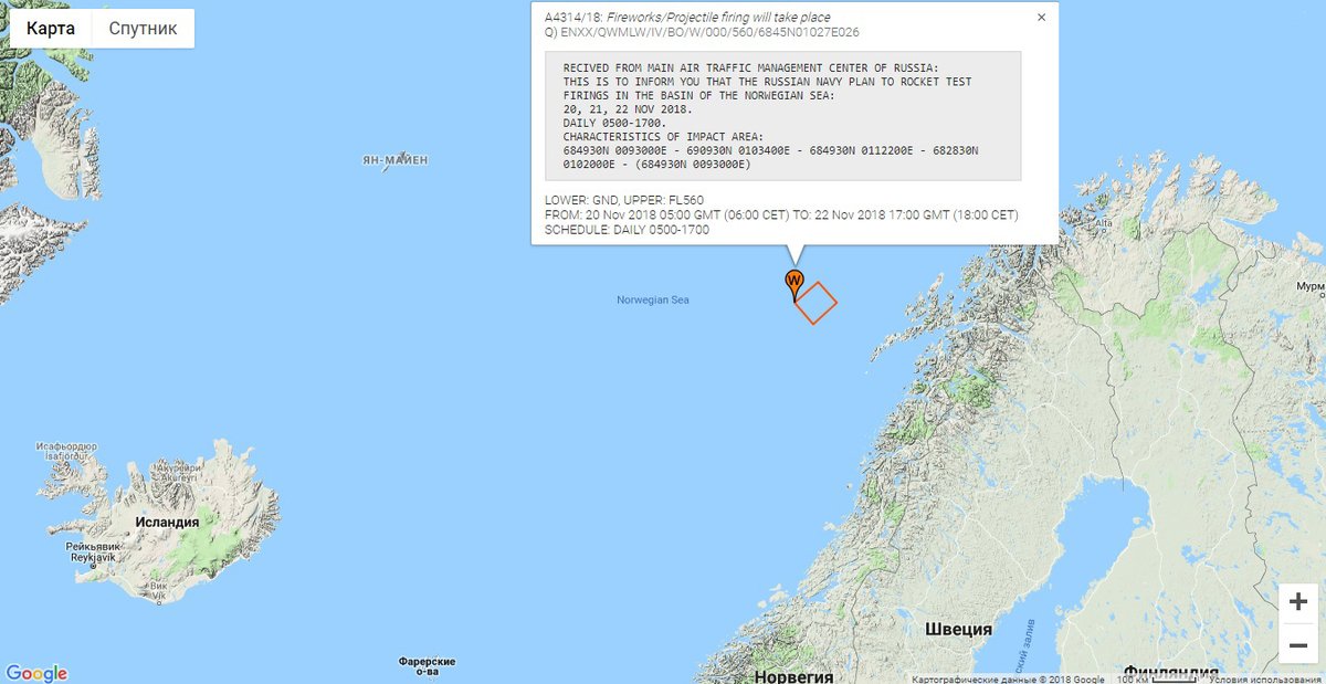 notam - norwegian sea: russia russian navy "rocket test firings"