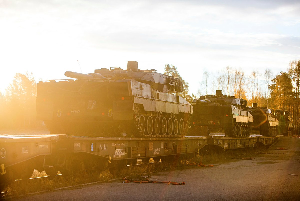 Norway. Dutch Leopard 2A6 tanks (and other) have been transported near the border with Sweden     