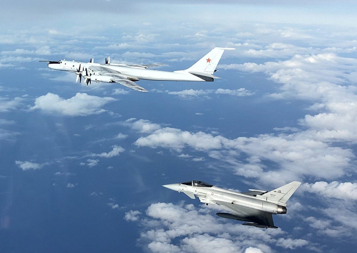 First photos: One of the two Russian Tu-142 Bear-F aircraft interecepted off Iceland 18 March was a Tu-142MK Bear F Mod 3, a new ASW anti-submarine type. Newly-deployed Italian Typhoon fighters carried out the intercept.    