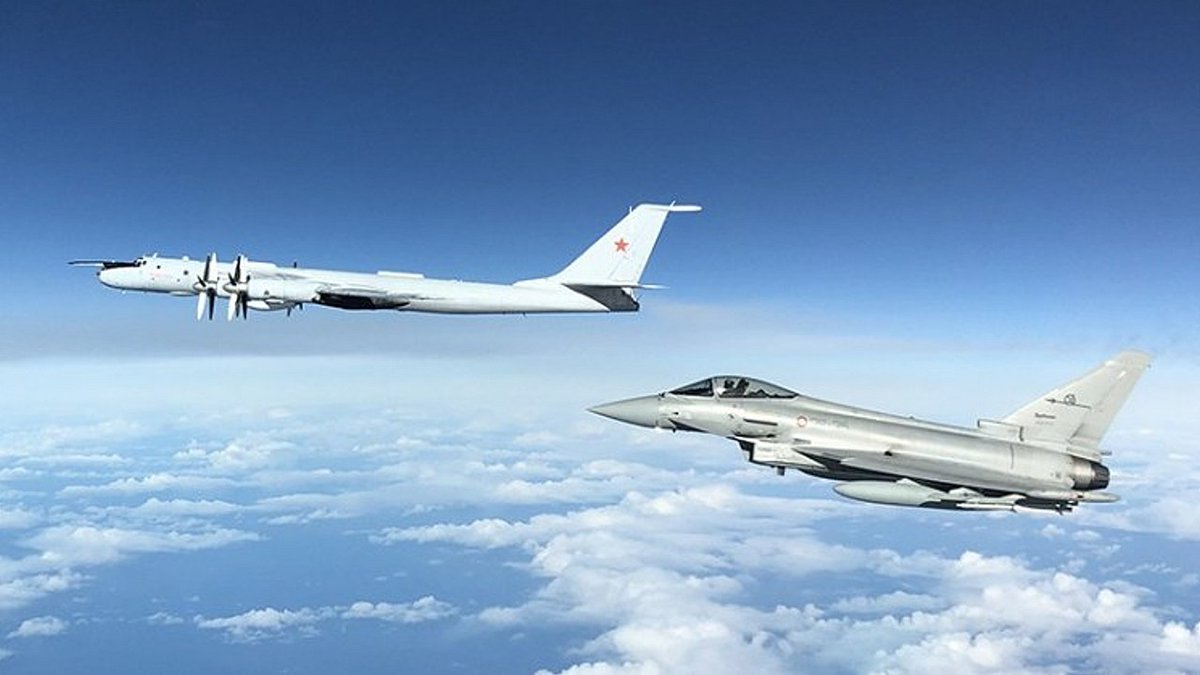 First photos: One of the two Russian Tu-142 Bear-F aircraft interecepted off Iceland 18 March was a Tu-142MK Bear F Mod 3, a new ASW anti-submarine type. Newly-deployed Italian Typhoon fighters carried out the intercept.    