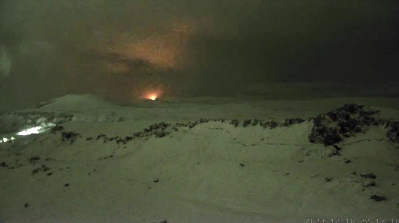 Moment volcano erupts near Grindavík, Iceland