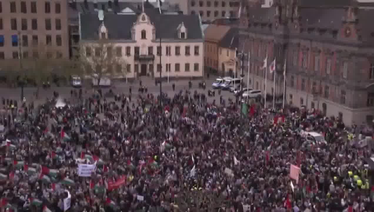 Big anti-Israel protest in Malmo, Sweden, ahead of the Eurovison contest tonight which features the Israeli singer Eden Golan