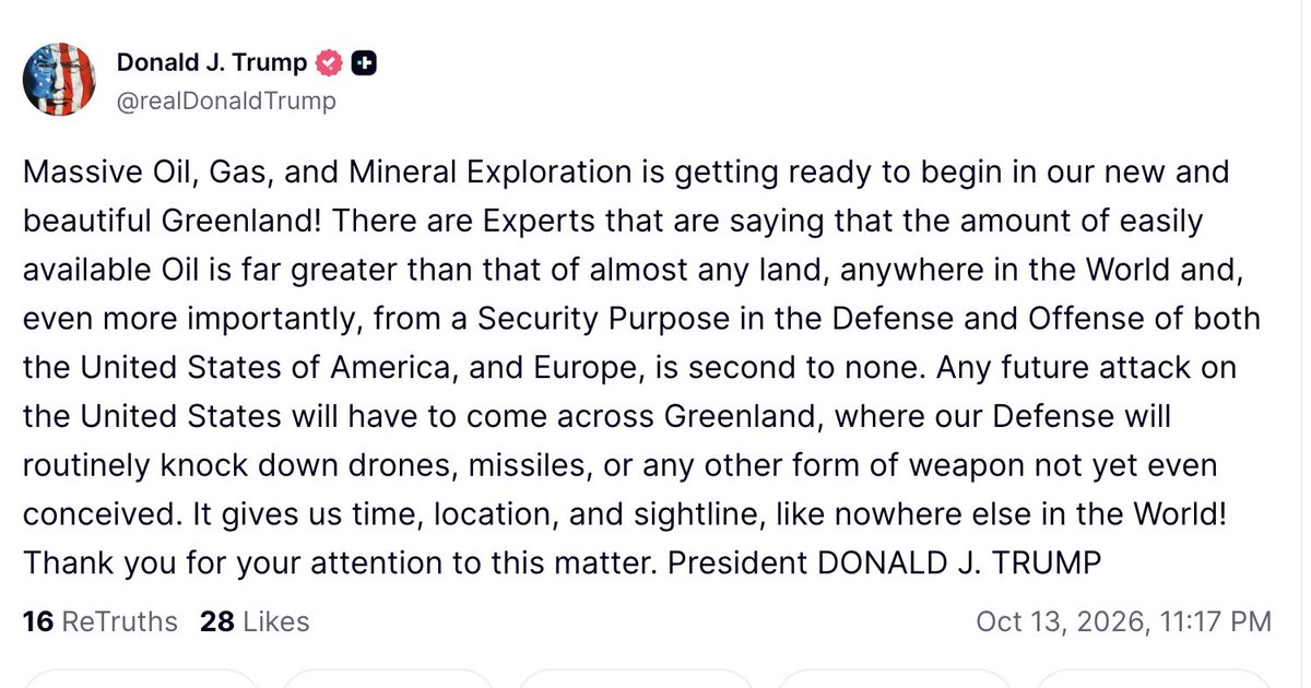Trump: Massive Oil, Gas, and Mineral Exploration is getting ready to begin in our new and beautiful Greenland